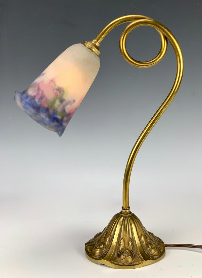 Sgd. Muller Freres Mottled Glass & Bronze Lamp (1 of 3)