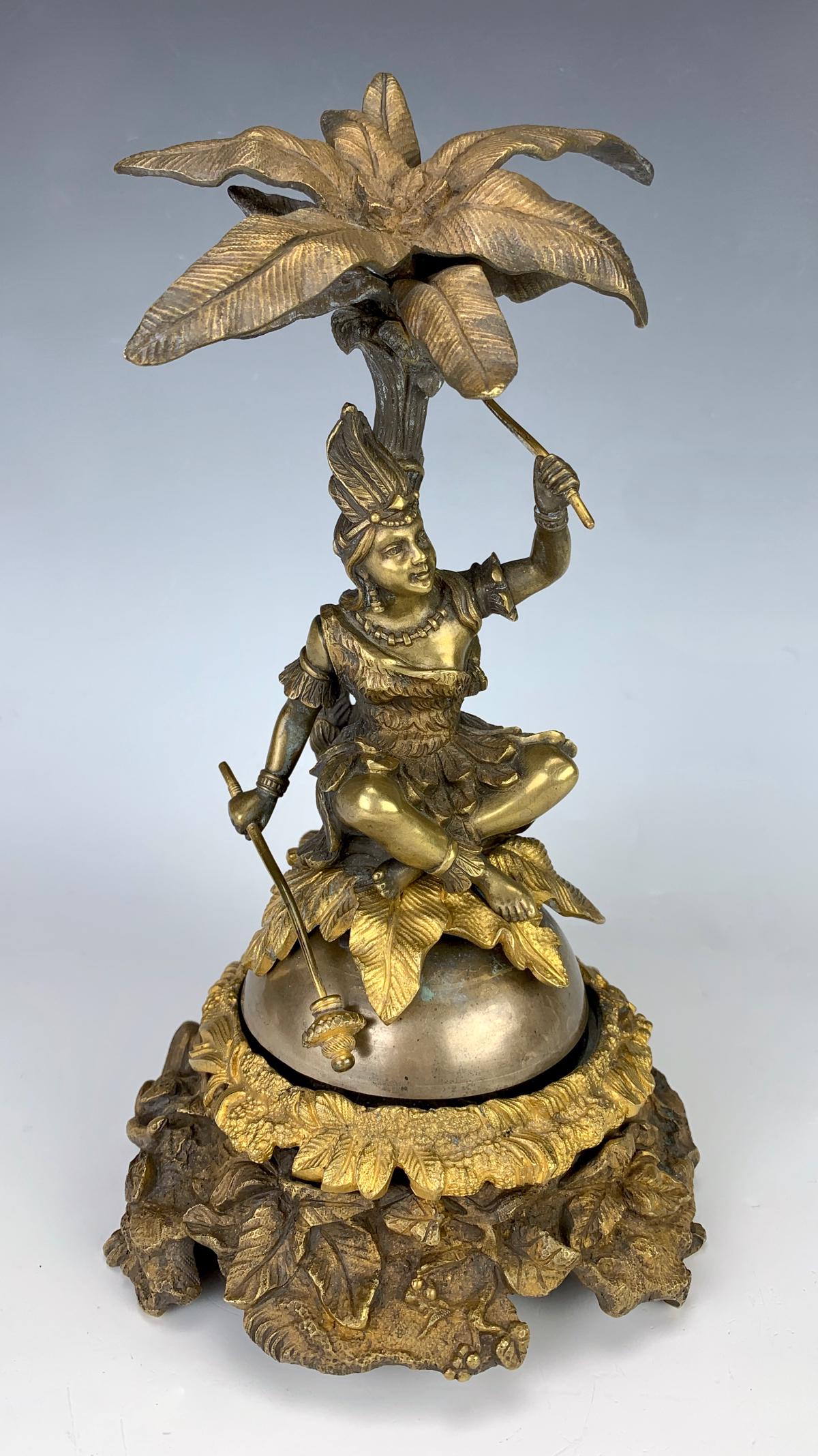 Rare Antique Bronze Bell "Native Lady" C.1880 (1 of 4)