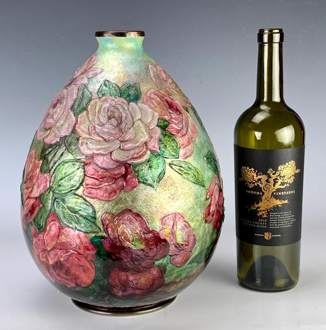 Large Camille Faure Enameled Floral Vase (1 of 6)