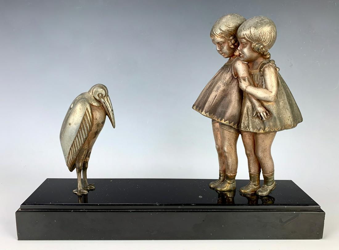 After D.H. Chiparus "Girls Looking at Stork" C.1920 (1 of 5)