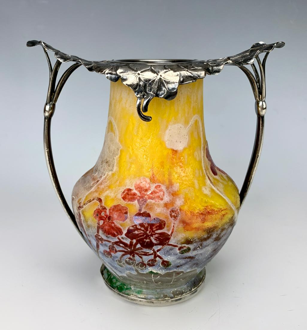 Daum Nancy Cameo Glass Vase w/ Silver Collar (1 of 6)