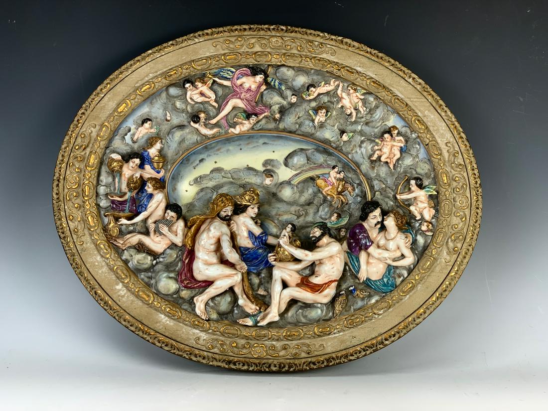 Large Capodimonte Oval Porcelain Relief Plaque (1 of 5)