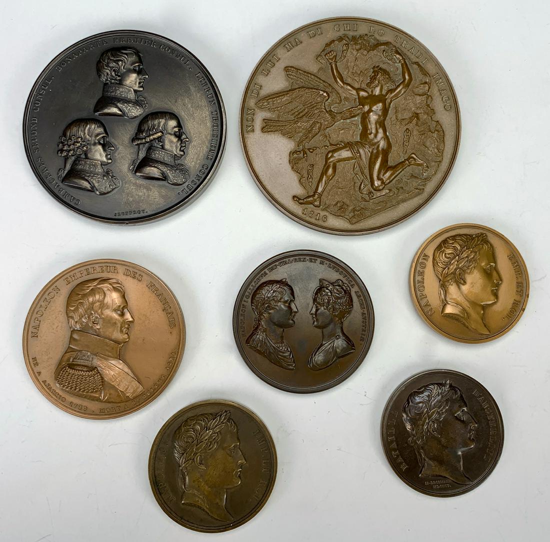 7 Antique Napoleon Commemortive Bronze Medals (1 of 2)