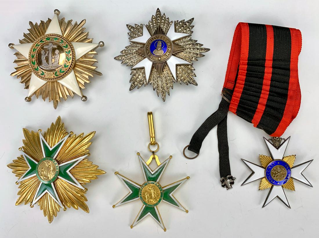 Group of 5 Religious Medals in Bronze & Enamel (1 of 2)