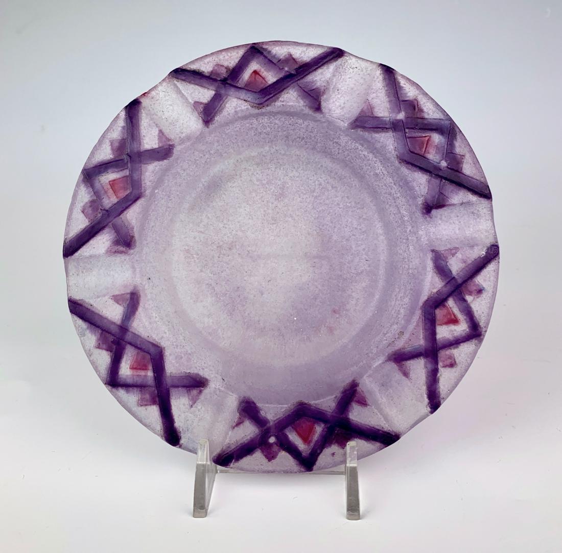 Argy Rousseau Art Deco Pate de Verre Ashtray: Circa 1925, molded "G. Argy Rousseau", good condition, 5.5" diameter