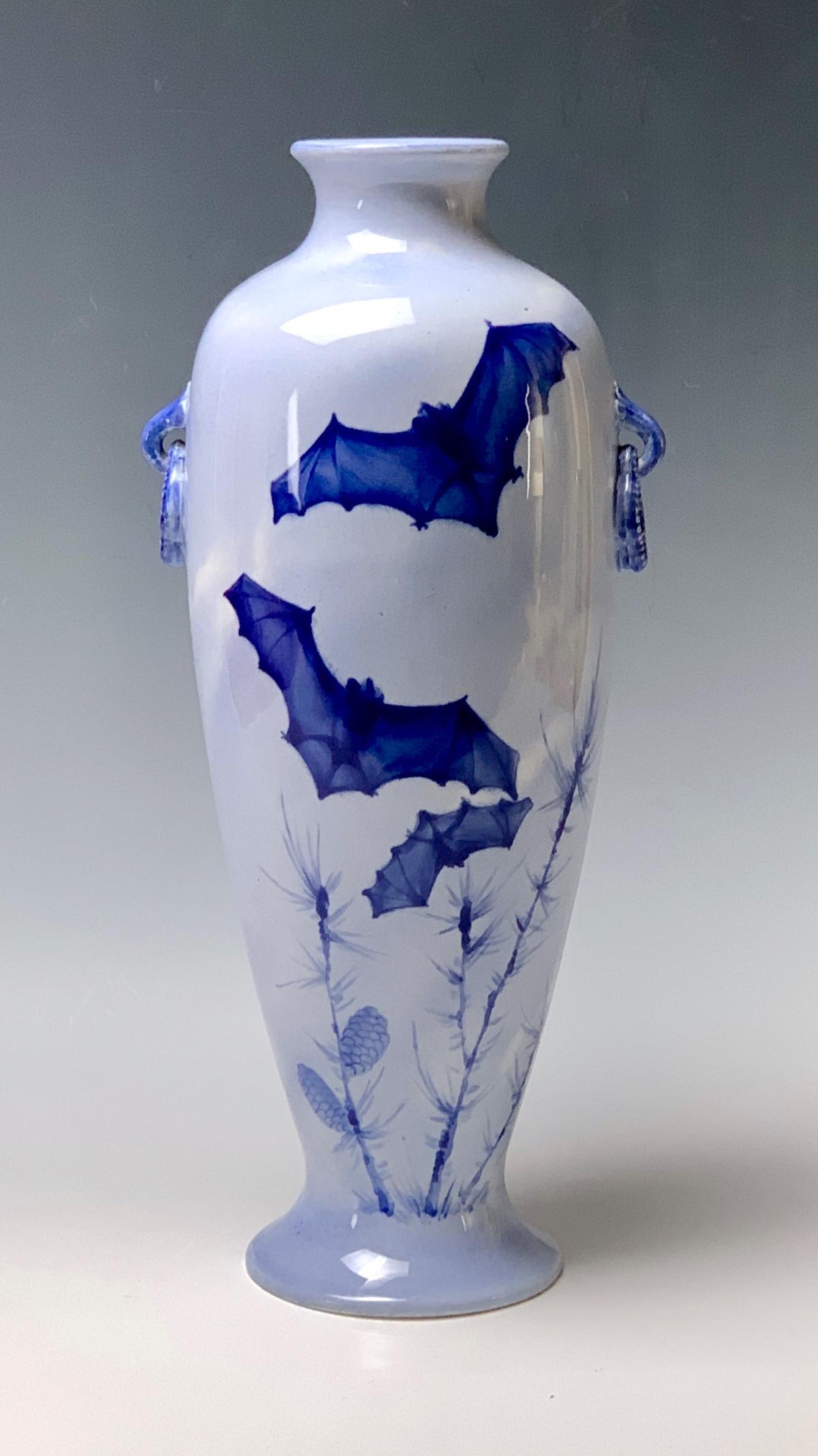 Rare Franz Mehlem Porcelain "Bats" Vase C. 1900 (1 of 4)