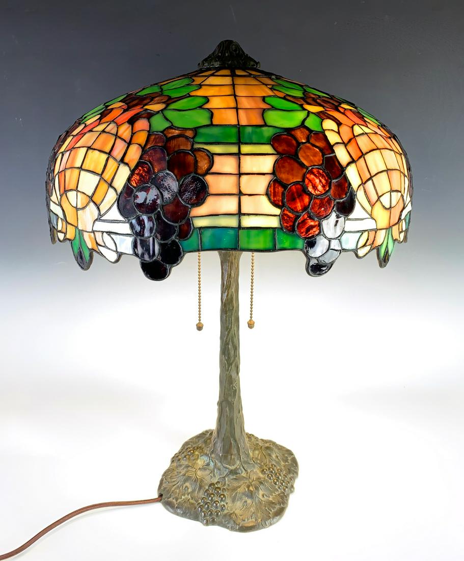 Gorham "Grapes" Leaded Lamp with Matching Base (1 of 7)