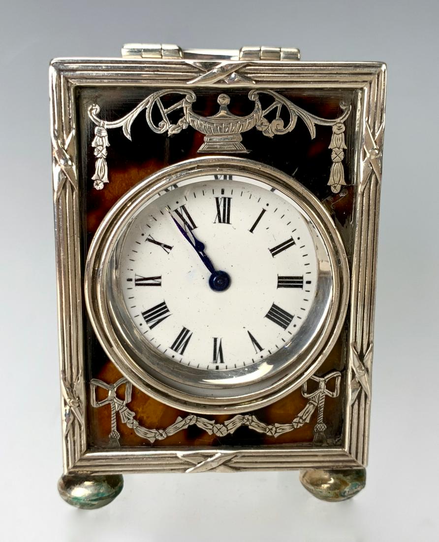 H. Matthews Silver & Shell Carriage Clock (1 of 5)