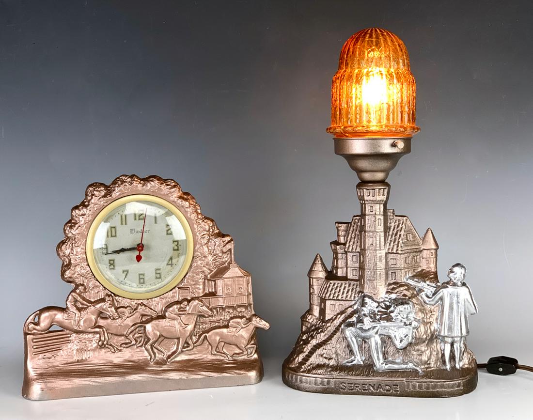Art Deco Lamp & Clock C.1930 (1 of 1)