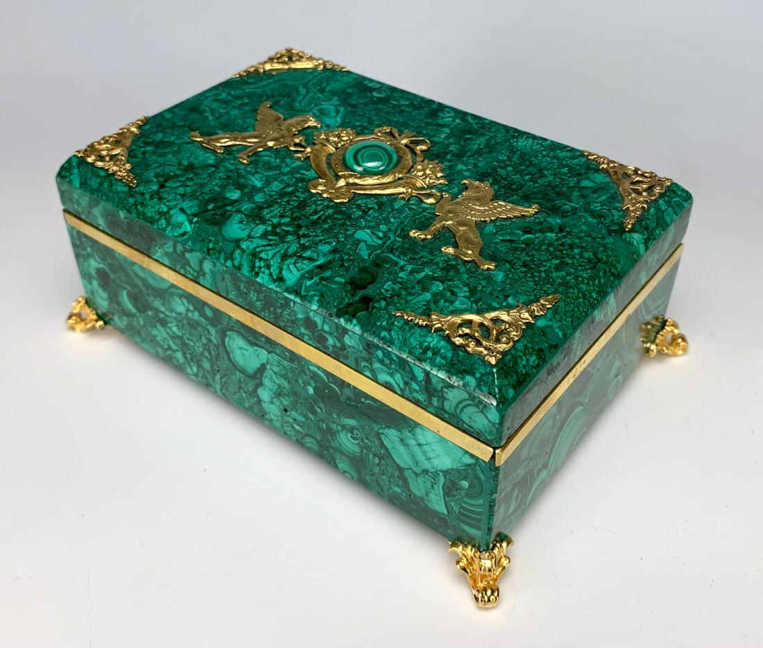 Russian Malachite & Gilt Decorated Hinged Box (1 of 5)