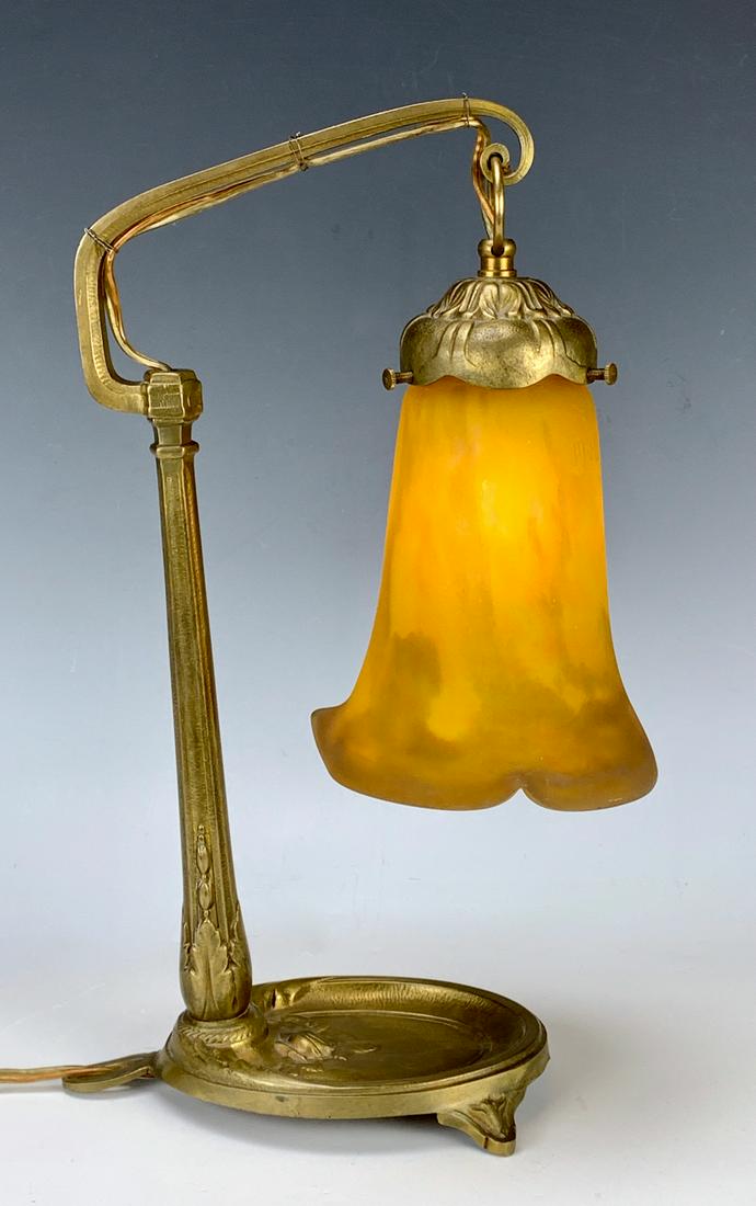 Sgd. Muller Freres Mottled Glass & Bronze Lamp (1 of 4)