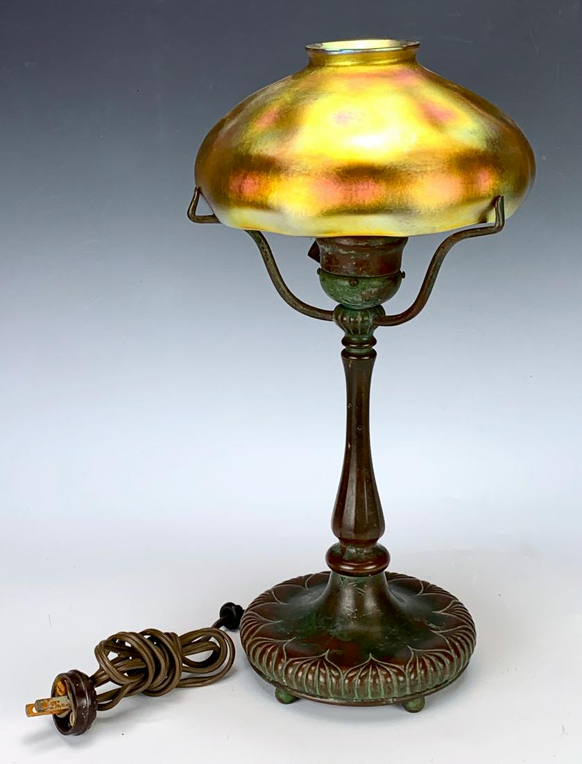 Tiffany Studios NY Lamp with Gold Shade (1 of 7)