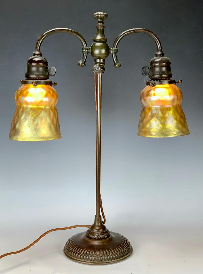 Tiffany Studios Adjustable "Double Student" Lamp (1 of 5)