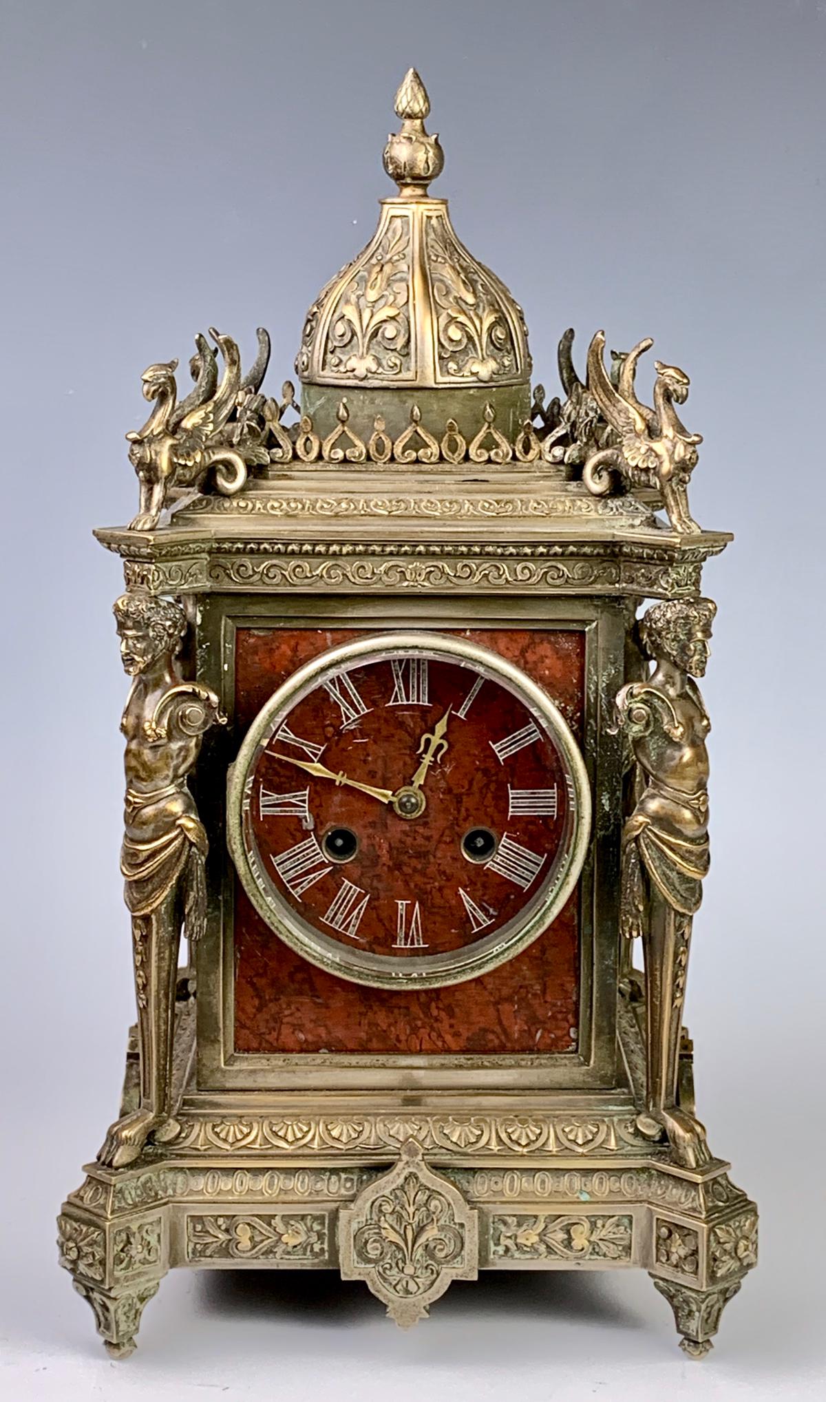 Tiffany & Co. Bronze Satyrs & Griffins Clock (1 of 7)