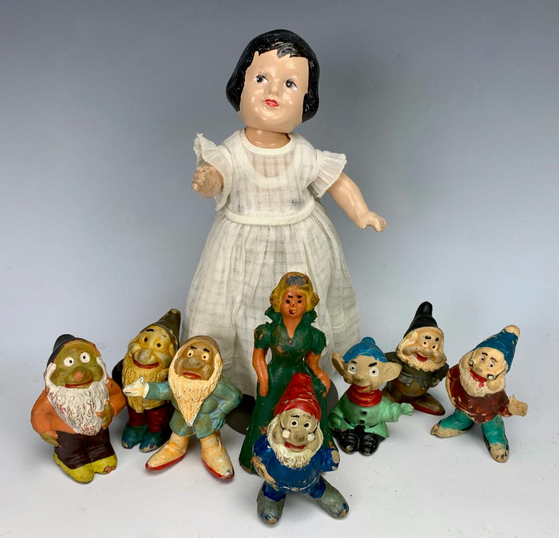 Set of 7 Dwarves & Snow White Rubber Dolls (1 of 1)