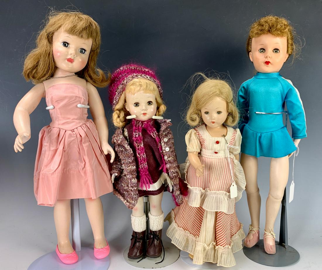 3 Vintage Hard Plastic Dolls & 1 Rubber Doll (1 of 1)