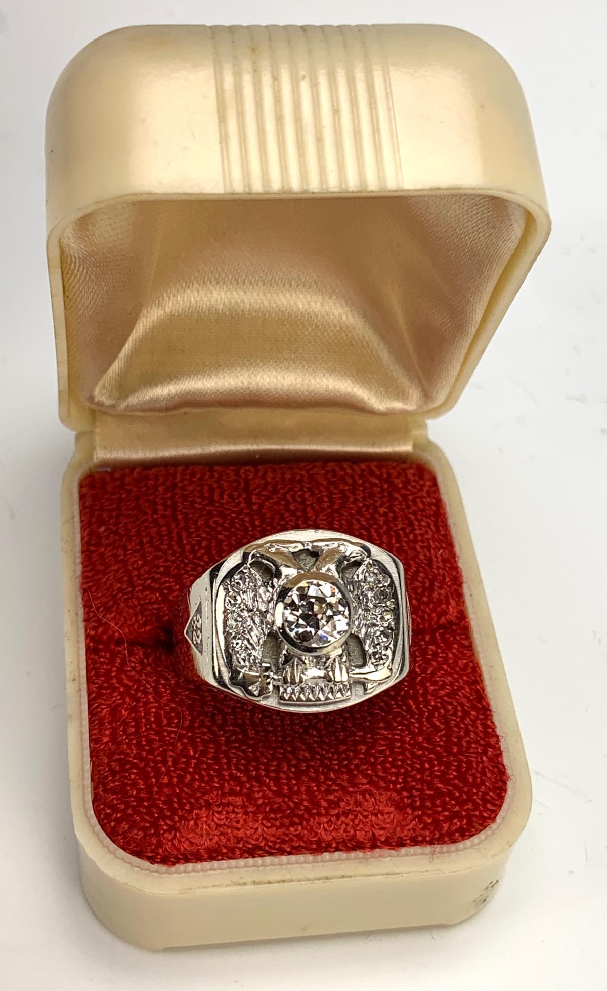 Vintage 14k White Gold 75ctw Old Cut Diamond Ring (1 of 5)