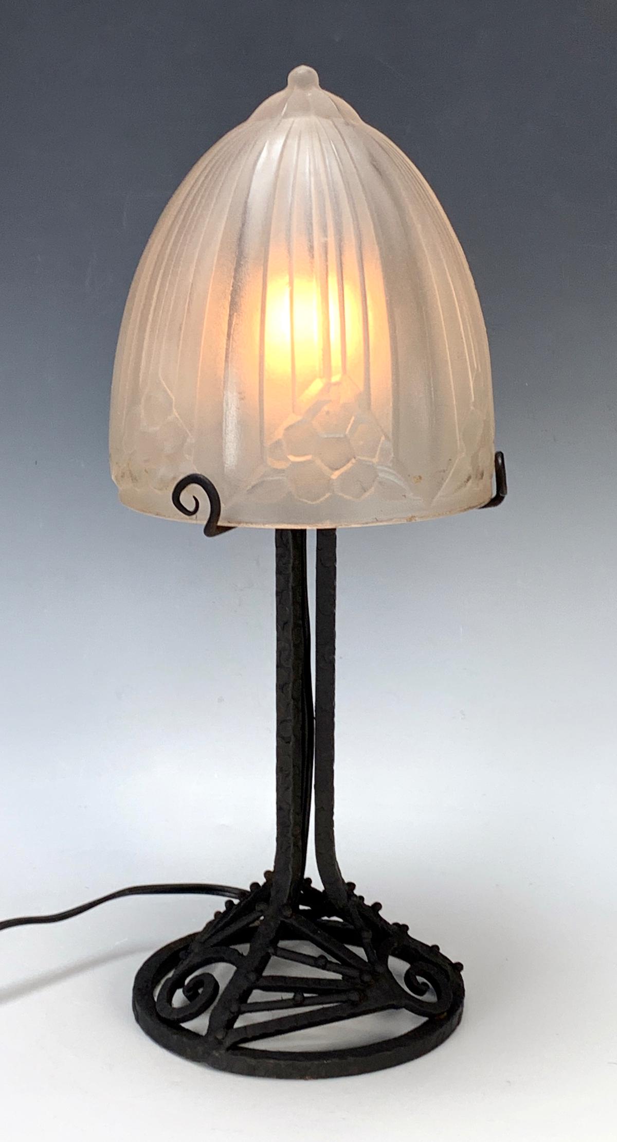 Art Deco Frosted Glass Shade Lamp (1 of 2)