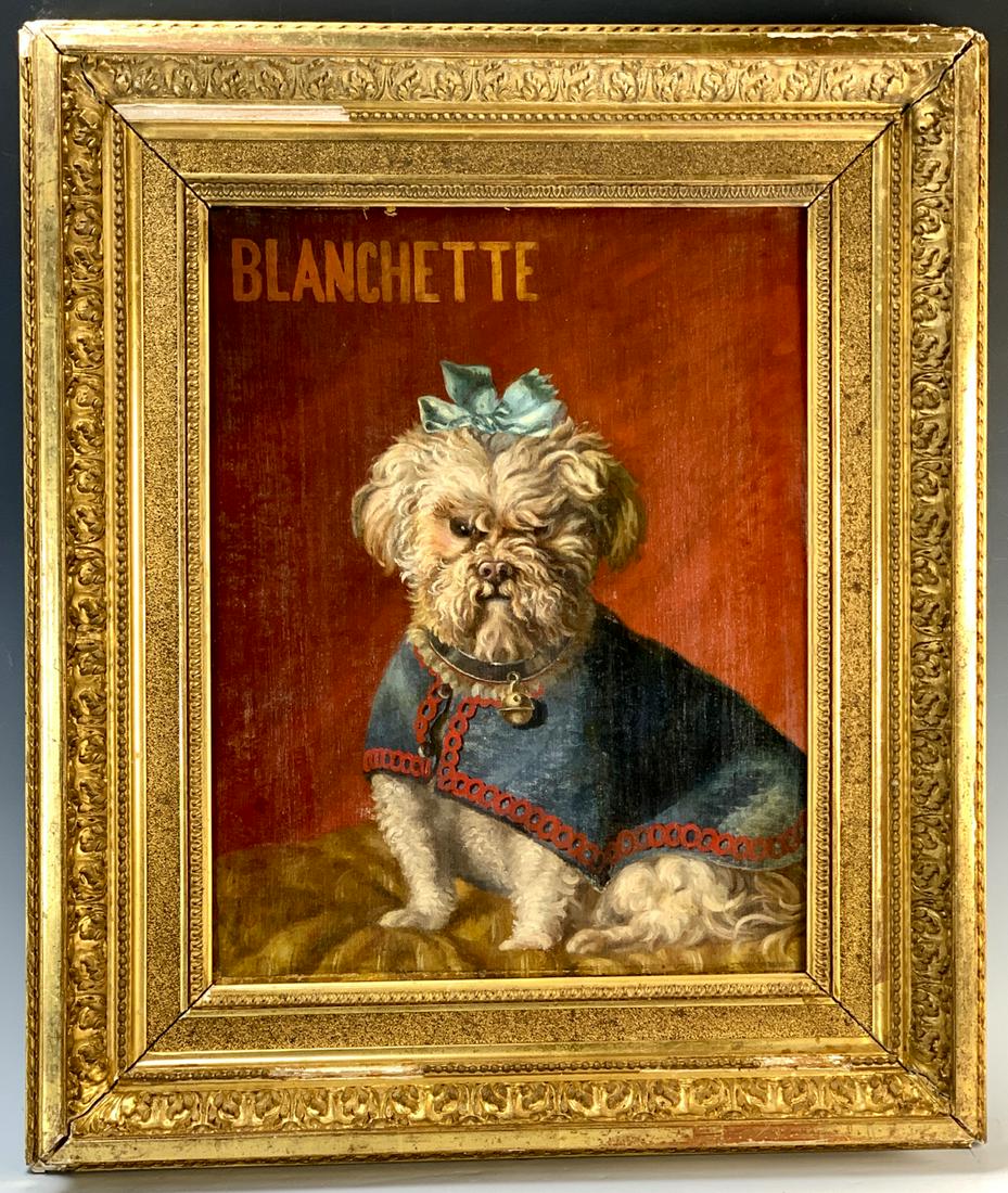 "Blanchette" French Dog Painting C.1880 (1 of 3)