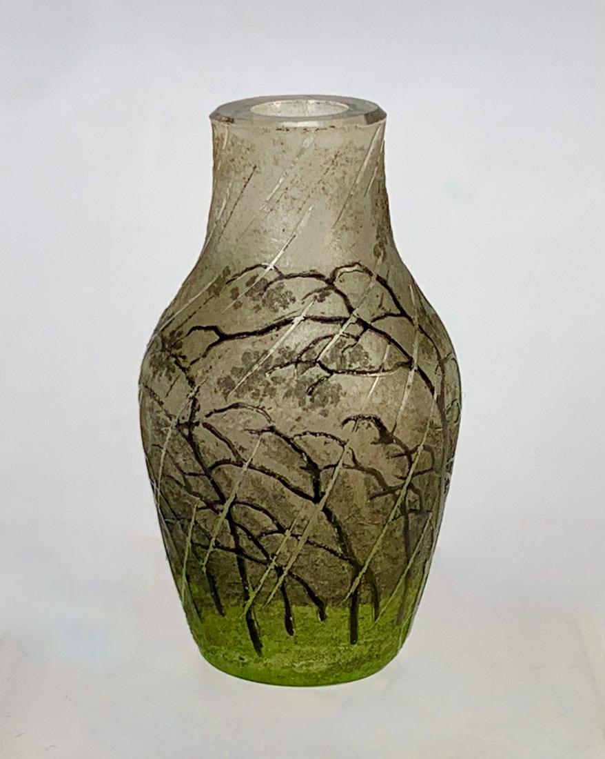 Rare Daum Nancy "Rain Scene" Miniature Vase (1 of 4)