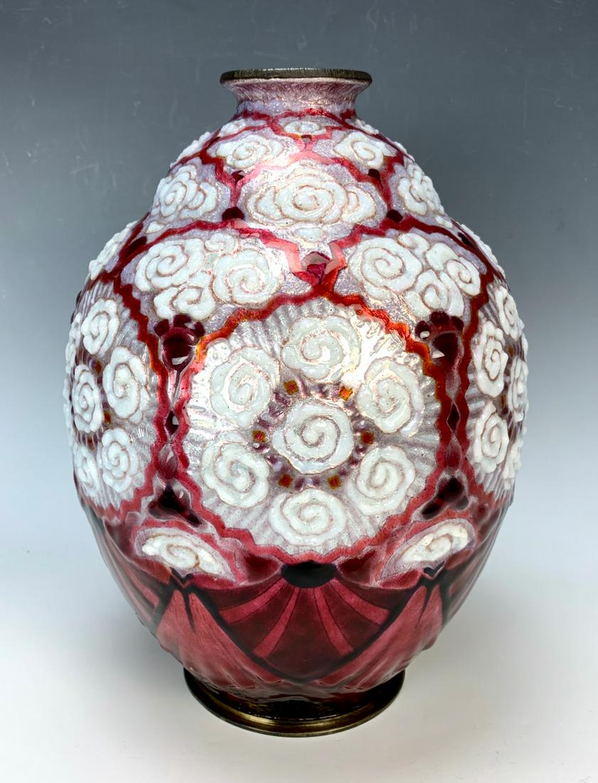 Camille Faure (1874-1956) Art Deco Enamel Vase (1 of 5)