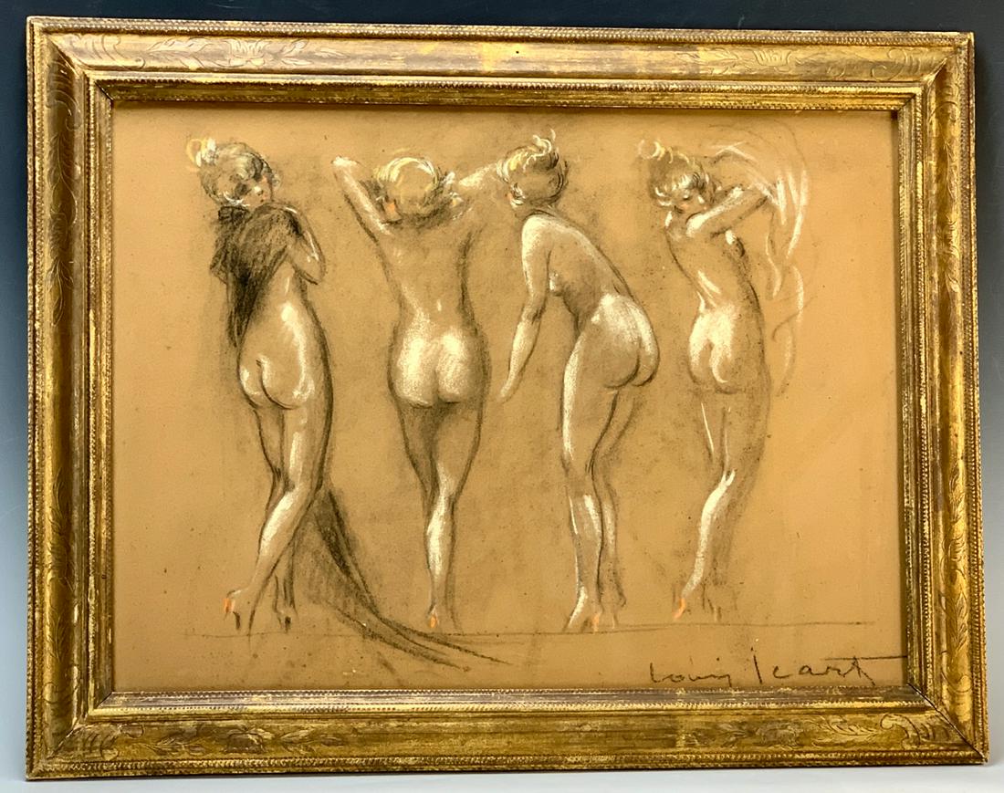 Louis Icart (1888-1950) "Four Nudes" Pastels (1 of 2)