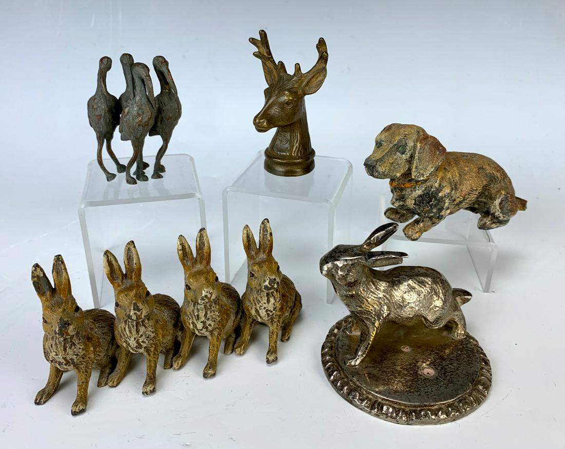 Vintage Group of 5 Bronze & Metal Animal Figures (1 of 1)