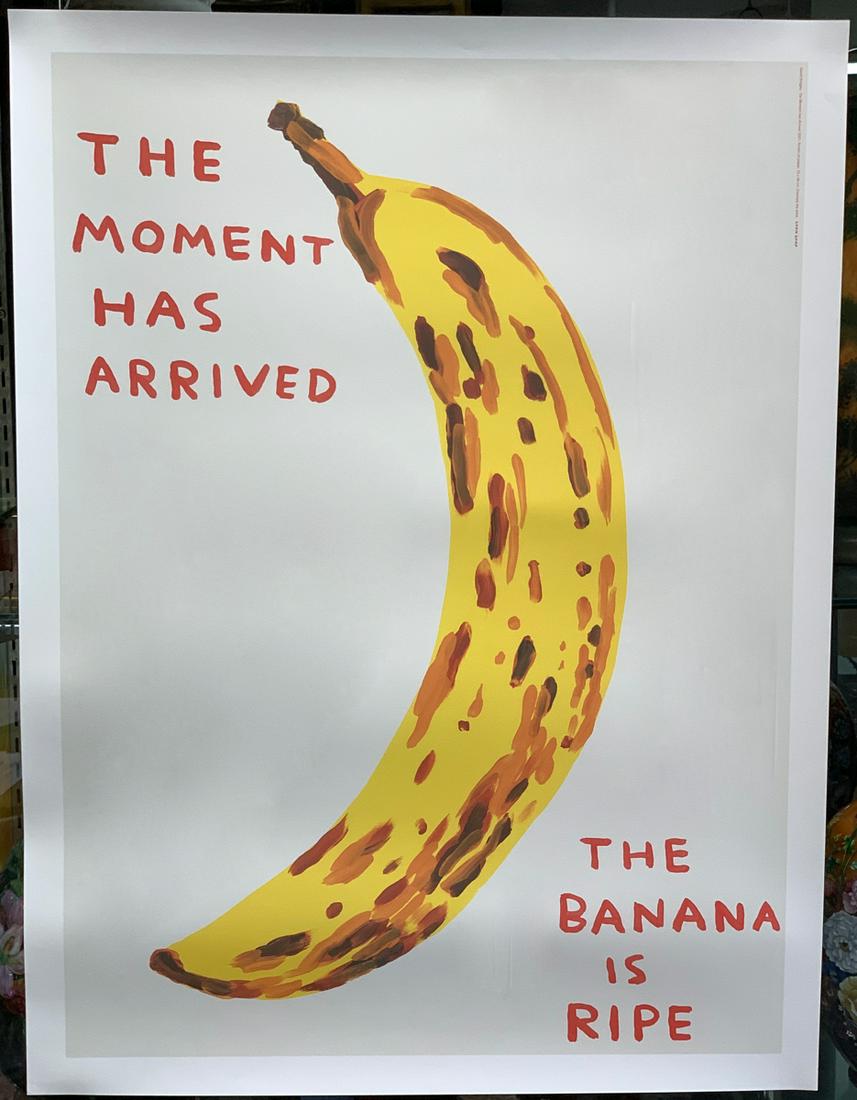 David Shrigley "The Moment Has Arrived": Dated 2021, acrylic on paper, courtesy of the artist Shrig Shop, unused condition, 29.5" x 22"
