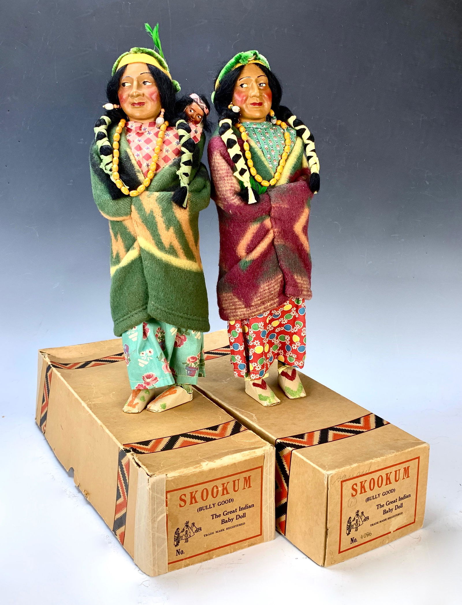 Pair of American Indian Skookum Dolls (1 of 3)