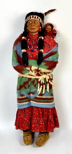 Grand 33" American Indian Skookum Female Doll: Grand 33" American Indian Skookum Female Doll. Very good condition. Lifetime Collection of Sharon McDowell, Simi Valley, CA