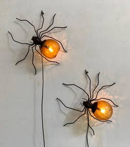 Mid Century Metal & Glass Spider Wall Lamps