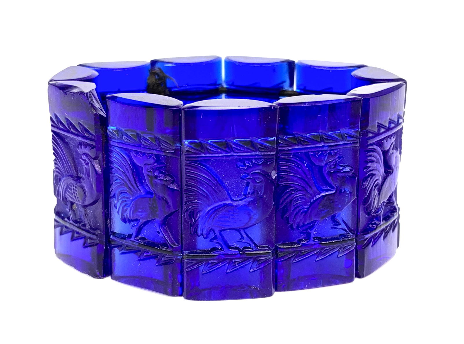 Rene Lalique, Blue Glass "Coq" Bracelet C.1928 (1 of 3)