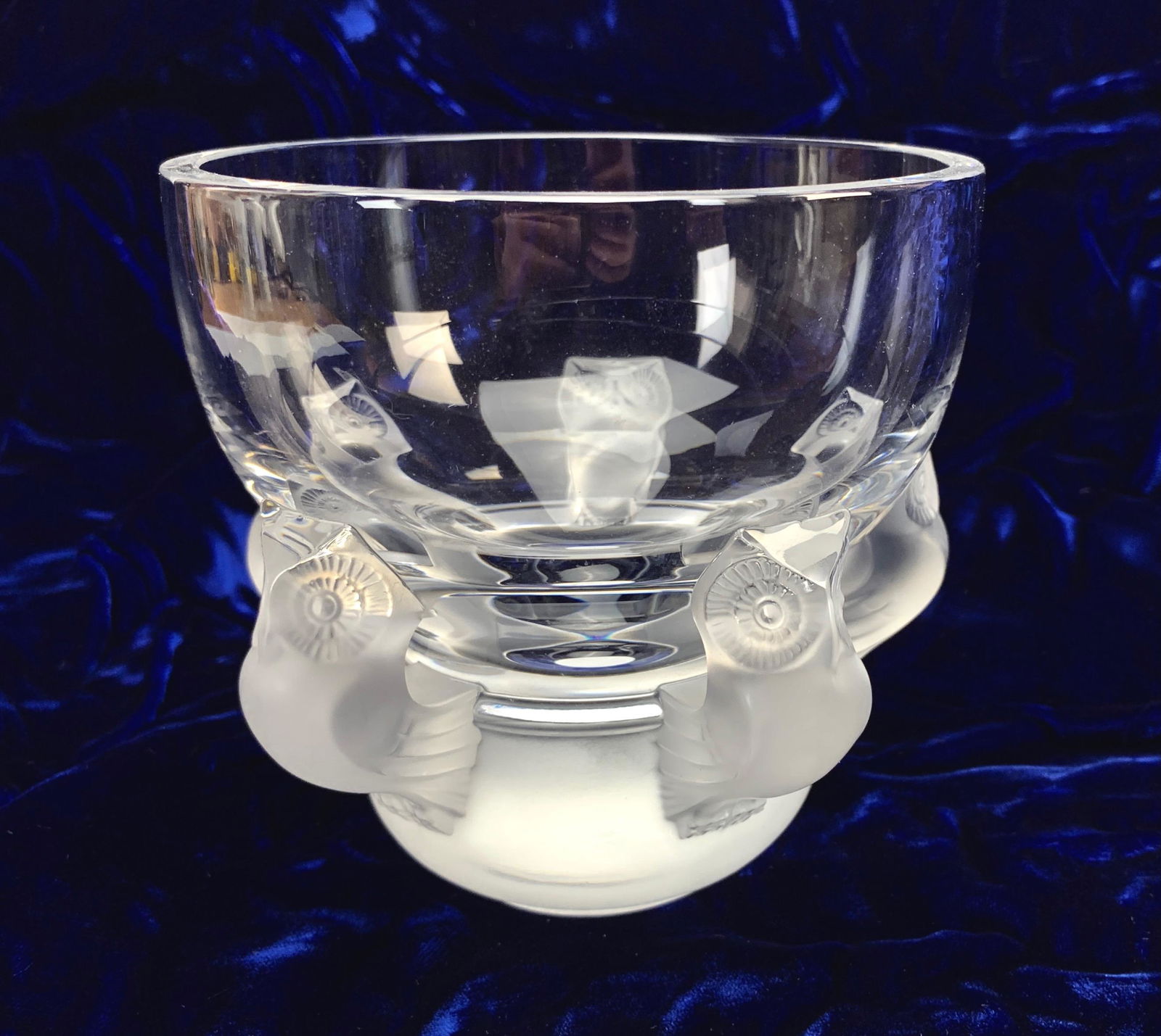 Lalique Hibou Crystal Vase with Five Owls Signed (1 of 2)