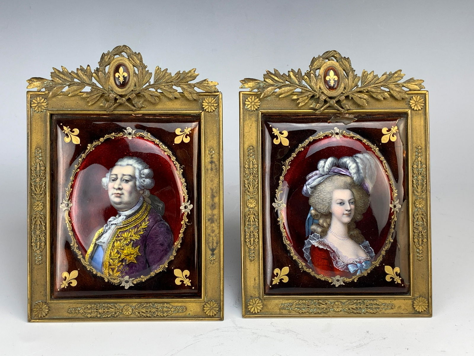 2 Late 19th C Louis XVI & Marie Antoinette Enamels (1 of 2)