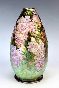 Camille Faure (1874-1956) Enamel Wisteria Vase