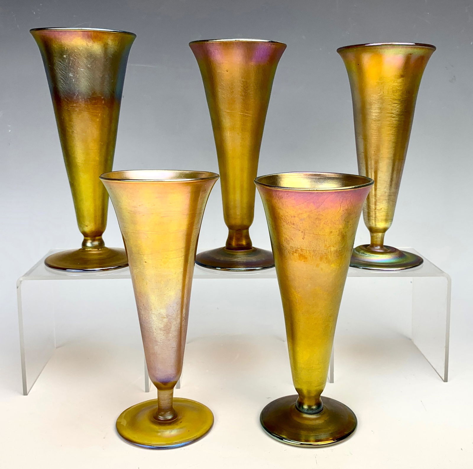 Set of 5 Tiffany Studios Favrile Flutes (1 of 2)