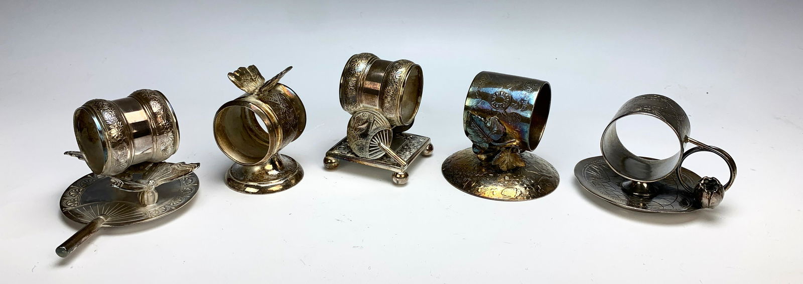 Five Victorian Figural Napkin Rings (1 of 1)