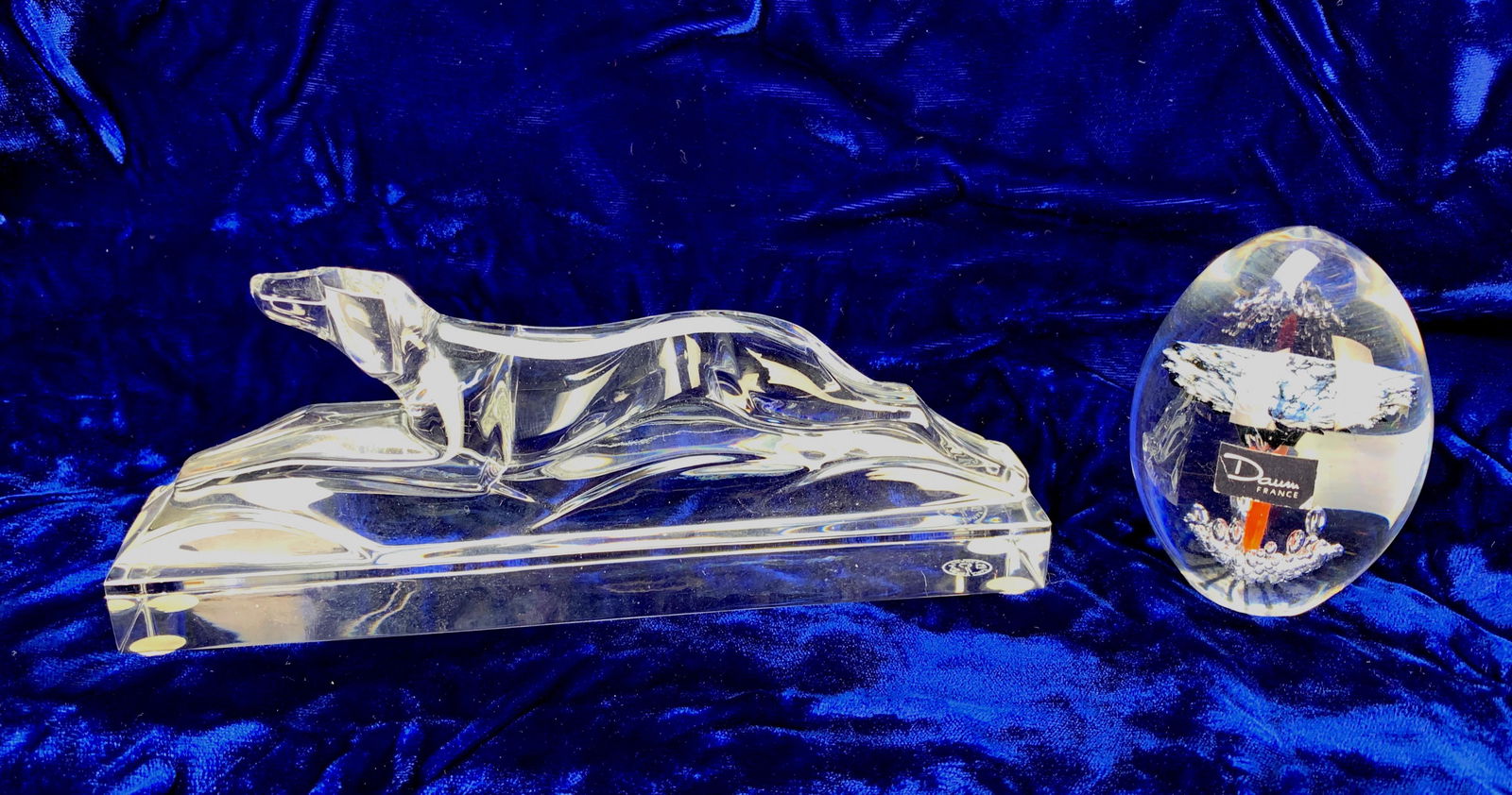 2 pcs Baccarat Greyhound & Daum Paperweight (1 of 4)