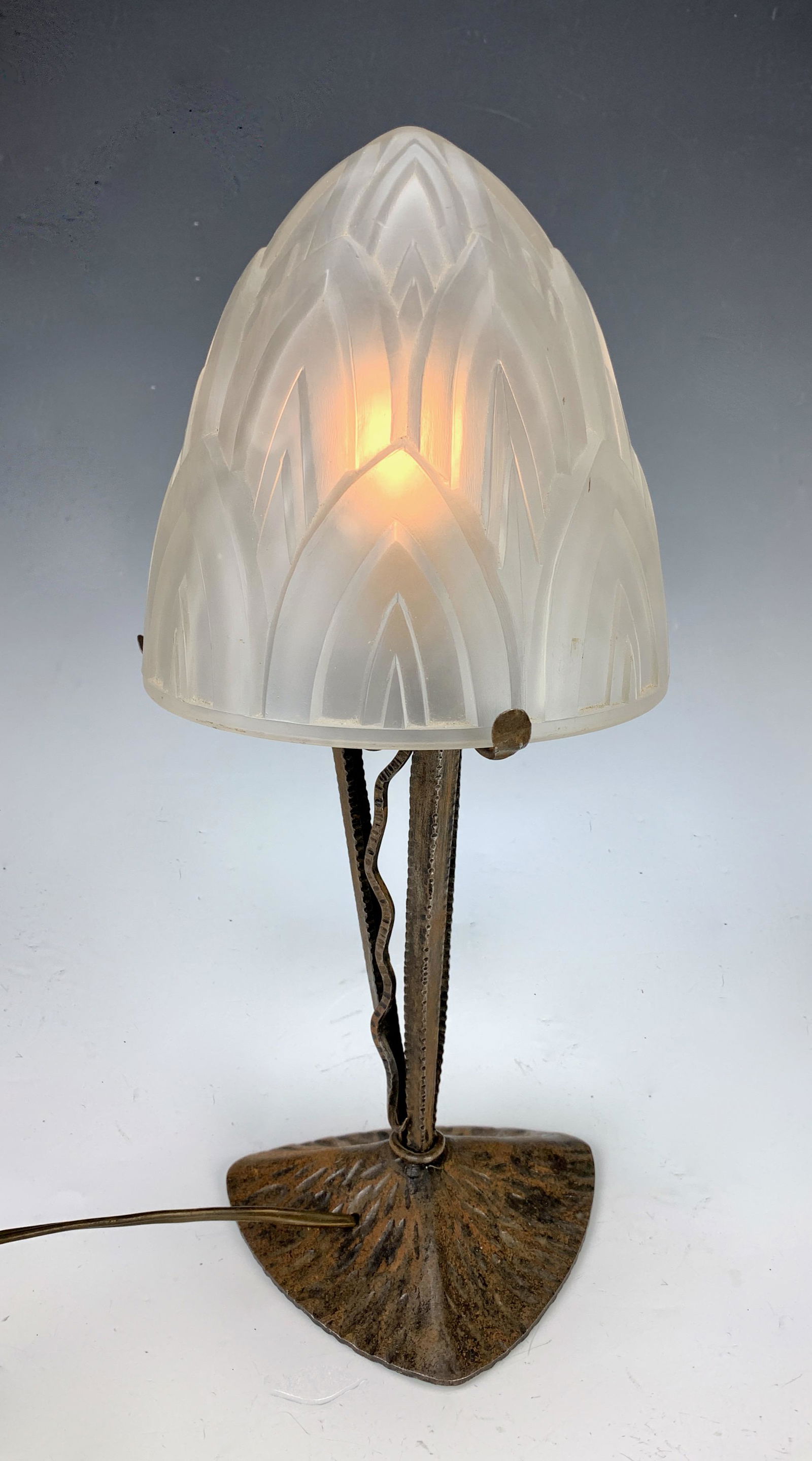 Muller Fres Art Deco Frosted Glass Boudoir Lamp (1 of 4)