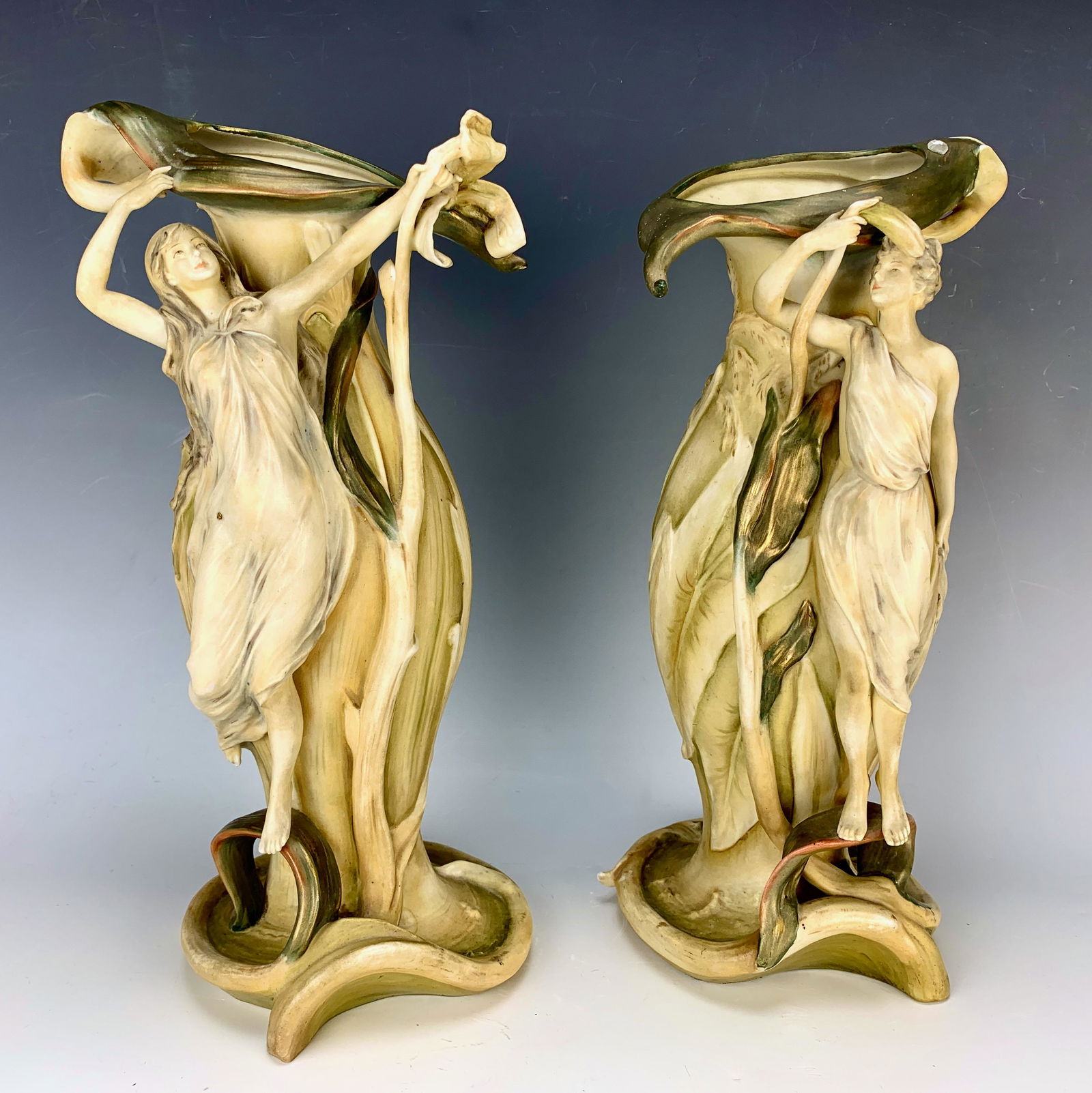 Pr Art Nouveau Figural Porcelain Vases (1 of 5)