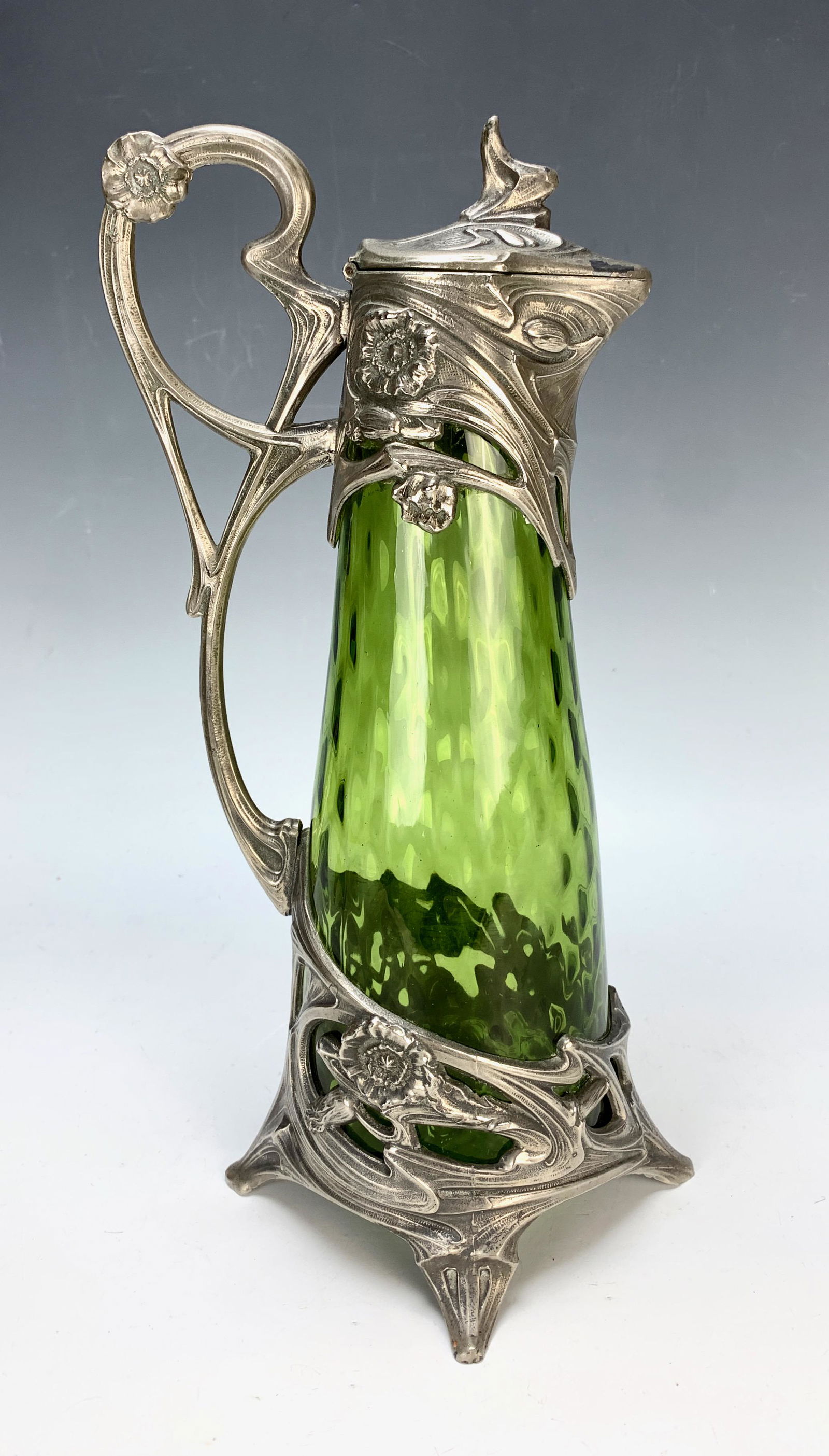 Art Nouveau Green Glass Decanter sgd J. Barian (1 of 4)