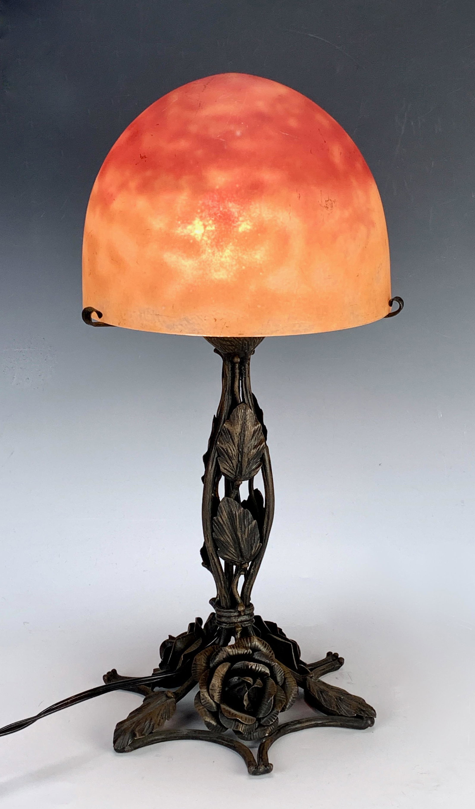 Daum Nancy w Wrought Iron Art Deco Lamp (1 of 5)