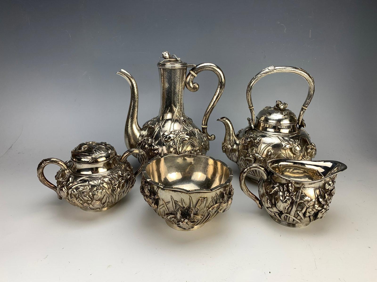 Japanese Meiji Silver Tea Set Bisansha (1 of 8)