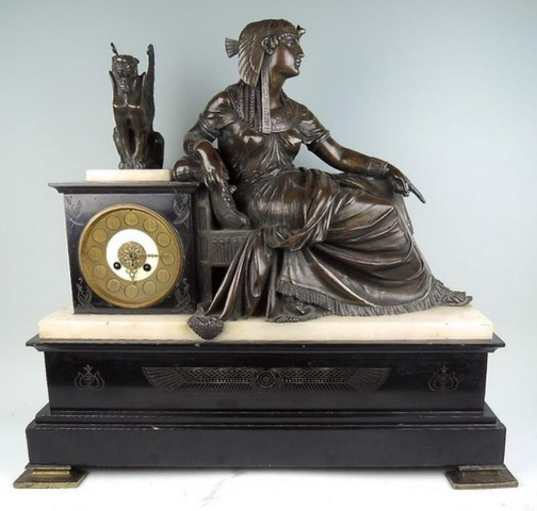 19th C Egyptian Revival Bronze Cleopatra Clock (1 of 5)
