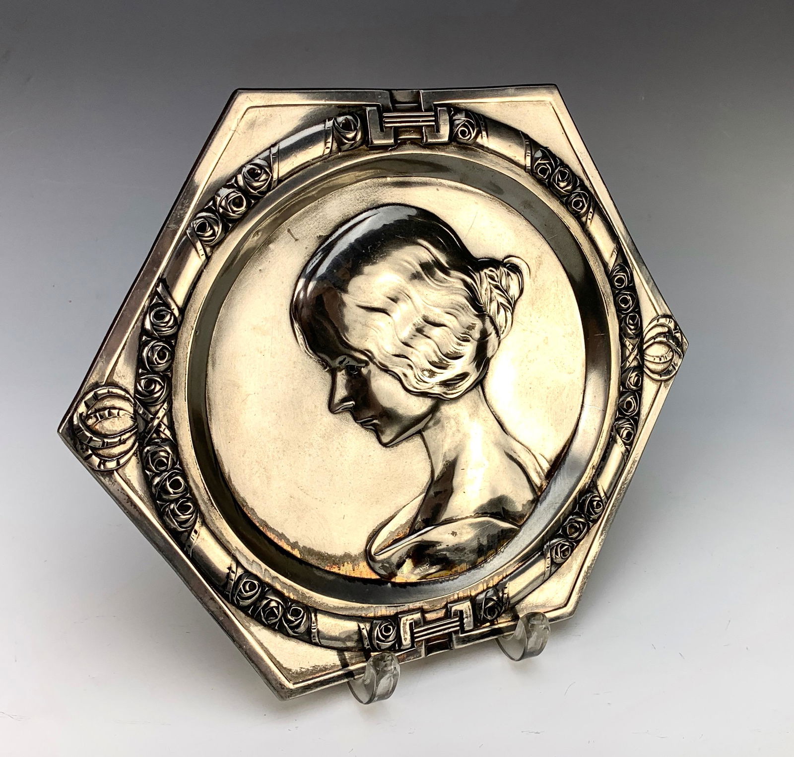 Art Nouveau WMF Type Pewter Plater (1 of 2)