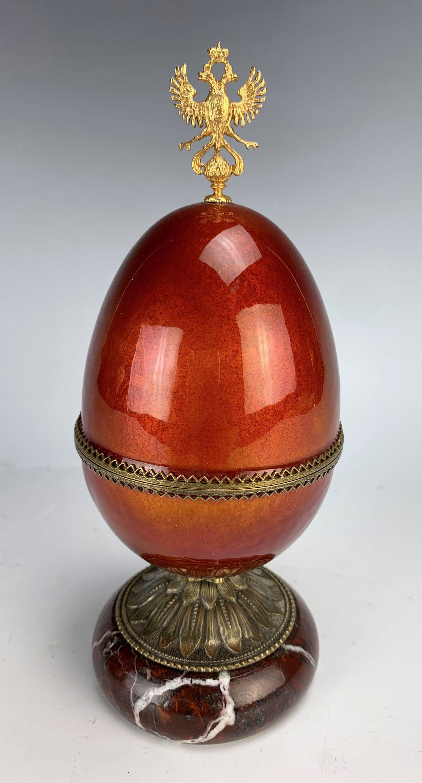 Russian Enamel Egg Box on Marble Base (1 of 3)