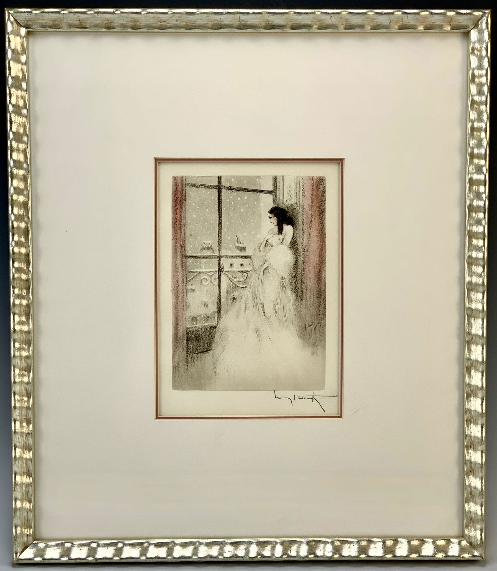 Louis Icart (1888-1950) "Girl at Window" Etching (1 of 2)