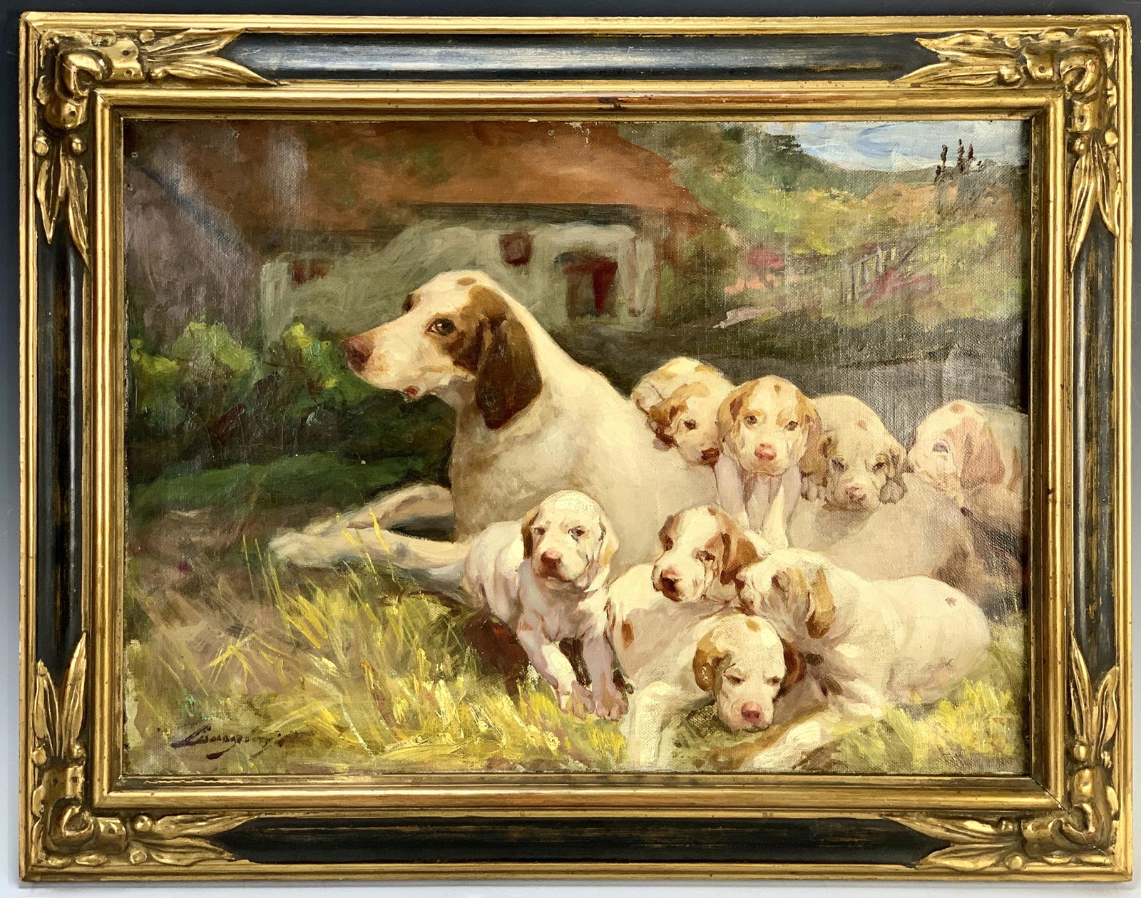 "Mother of Dogs & Pups" Signed Late 19th Century (1 of 4)