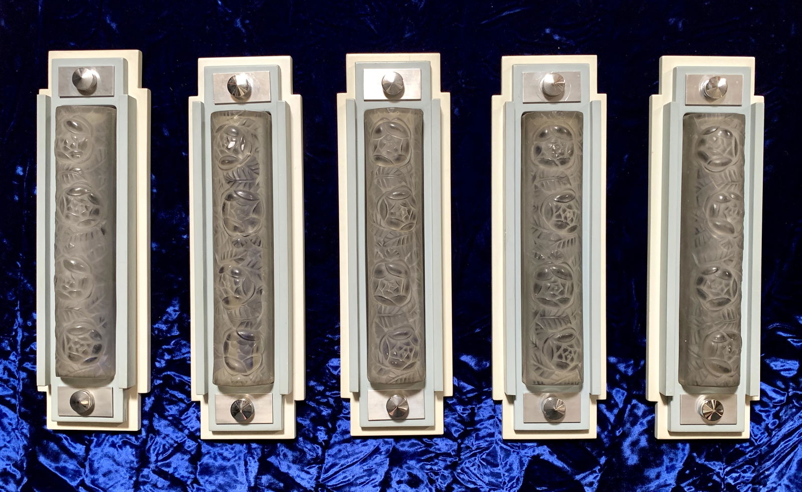 Attributed to Degue Frosted Stylized Roses Sconces (1 of 2)