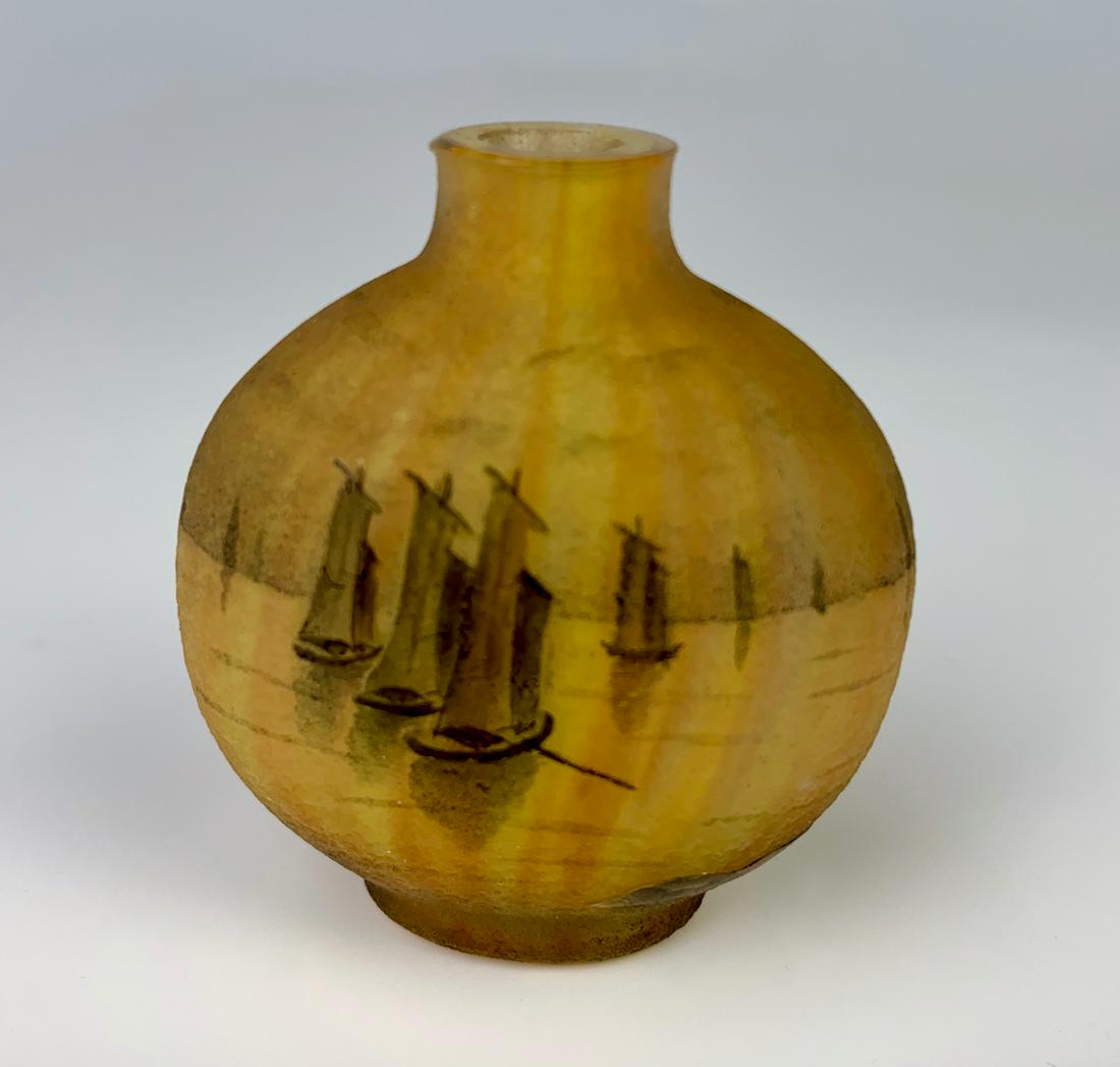 Rare Daum Nancy "Sailboats" Miniature Cameo Vase (1 of 1)